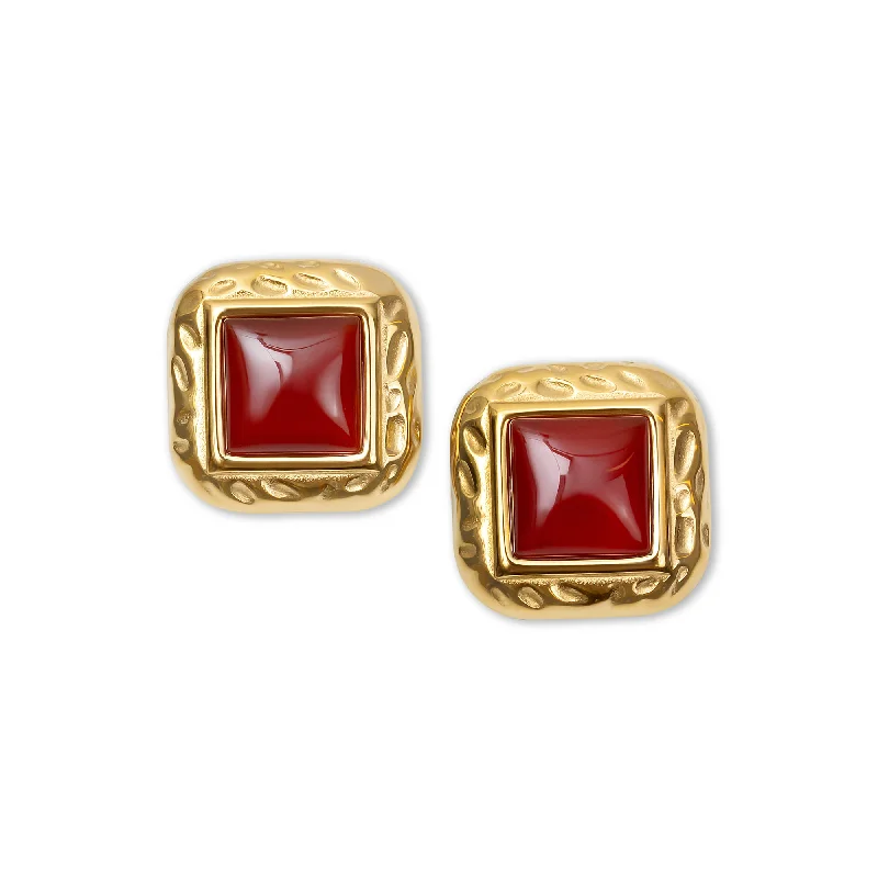 zirconia earrings for women -THE SQUARE RED HEIRLOOM EARRINGS