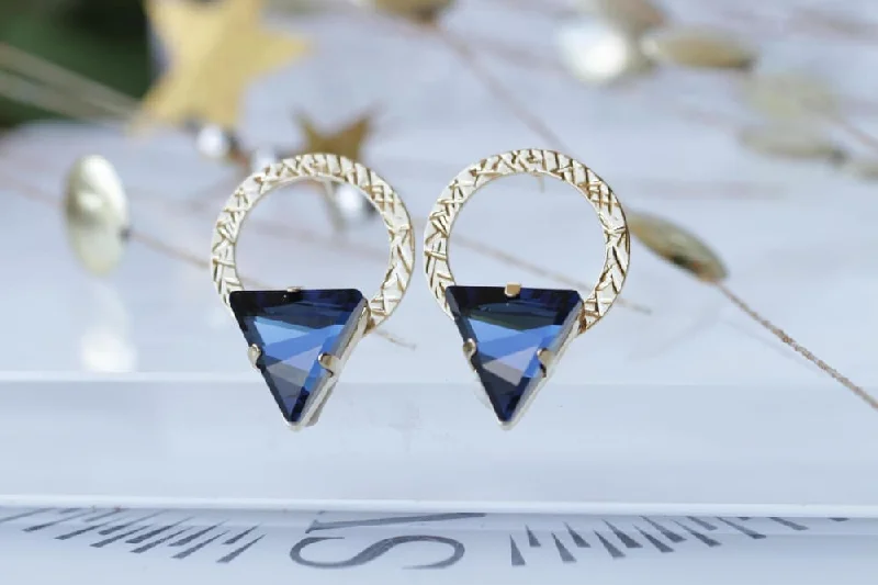 round drop earrings for women -TRIANGLE HOOP EARRINGS