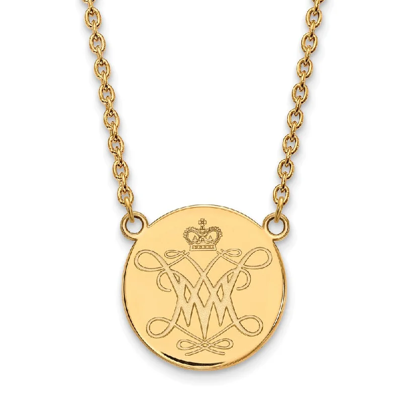 stylish necklaces for women -14k Gold Plated Silver William and Mary Lg Logo Pendant Necklace