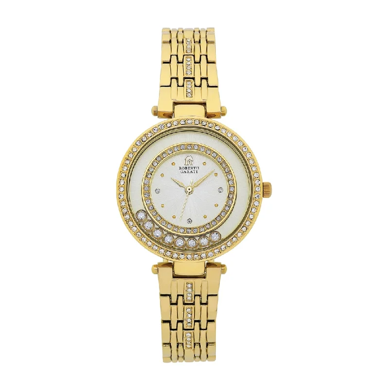 Roberto Carati Tora Crystal Case Gold Tone Watch