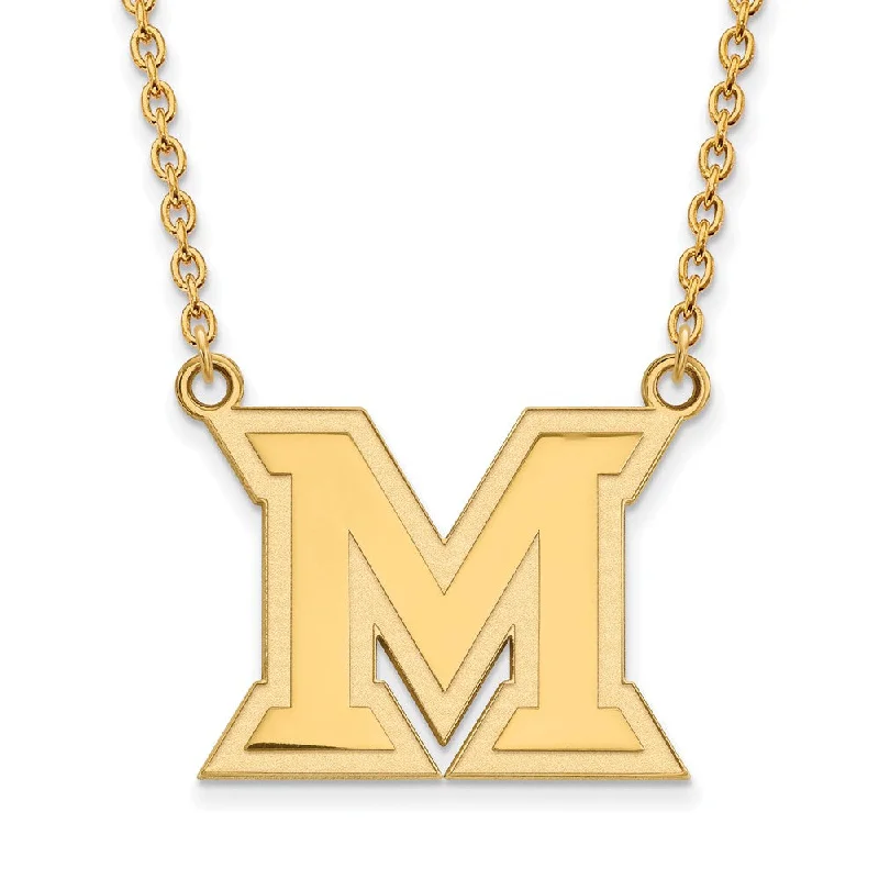 affordable gold necklaces for women -14k Yellow Gold Miami U Large Initial M Pendant Necklace