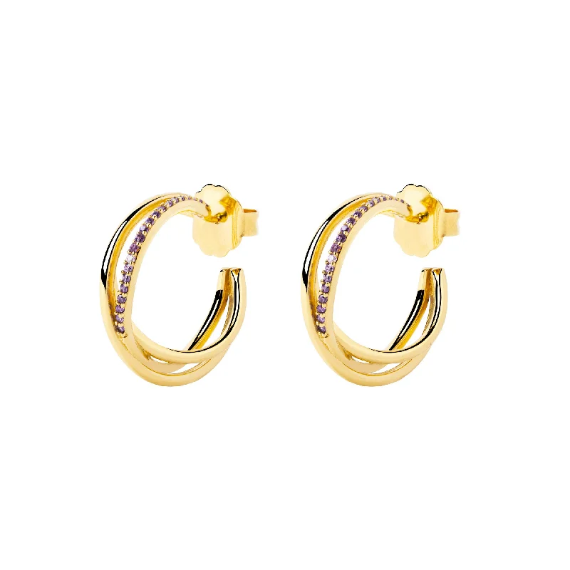 diamond hoop earrings for women -Marie Lavande Gold Earrings