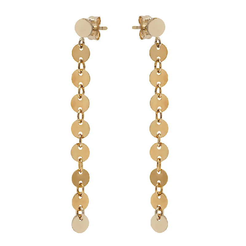 drop earrings for women -Coin Disc Long Earrings