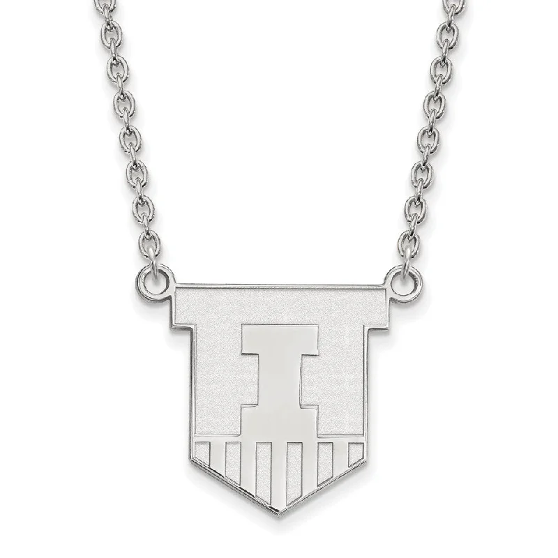 bridal jewelry necklaces for women -10k White Gold U of Illinois Large Shield Pendant Necklace