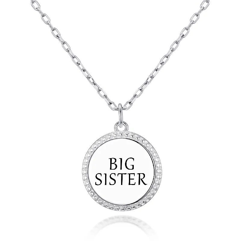 classic necklaces for women -Silver Plated Filigree Disc Big Sister Necklace