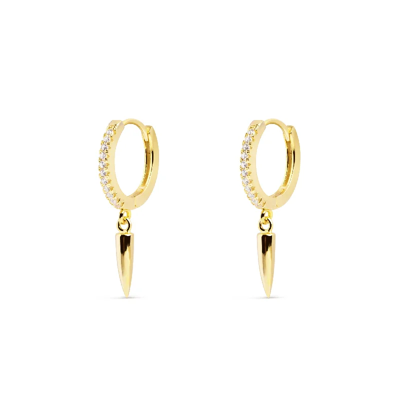 sparkling earrings for women -Tusk Spark Gold Earrings