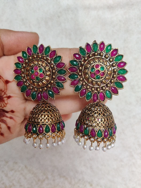 elegant pearl earrings for women -Oxidised jumka