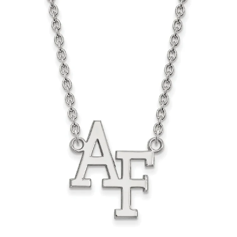 vintage-inspired necklaces for women -14k White Gold Air Force Academy Large Pendant Necklace