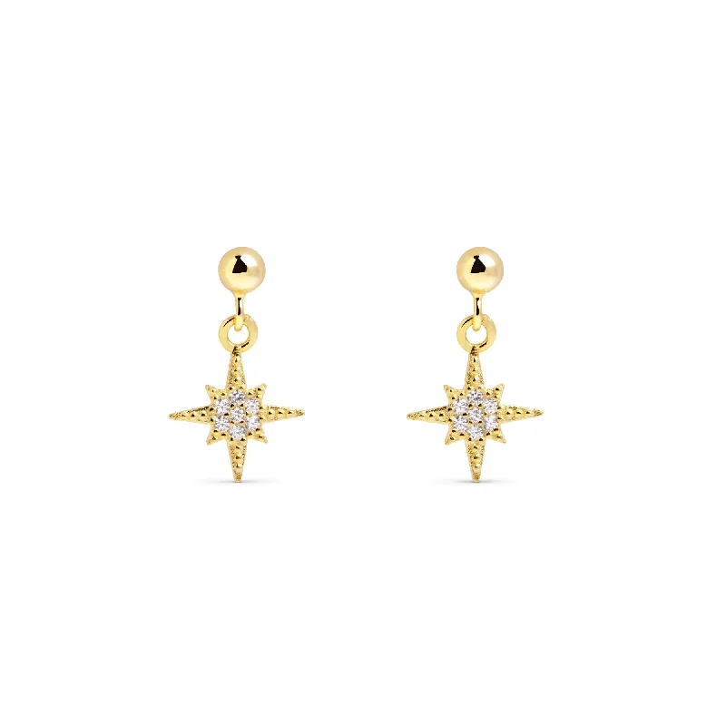 crystal earrings for women -Star Flare Gold Earrings