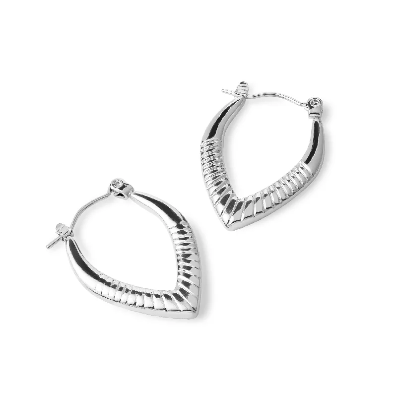 silver earrings for women -V-hoop earring silver