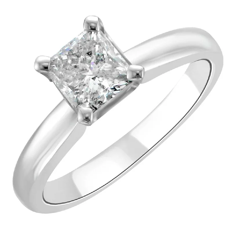 gemstone engagement rings for women -14KT WHITE GOLD 1.00CT PRINCESS DIAMOND SOLITAIRE RING