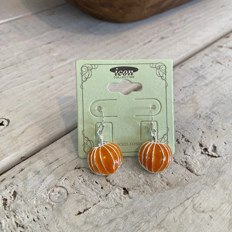 silver hoop earrings for women -pumpkin drop earrings