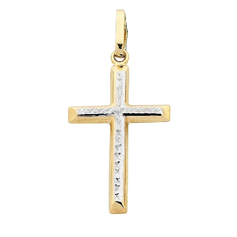 trendy pendant necklaces for women -9ct Two Tone Gold Cross Pendant