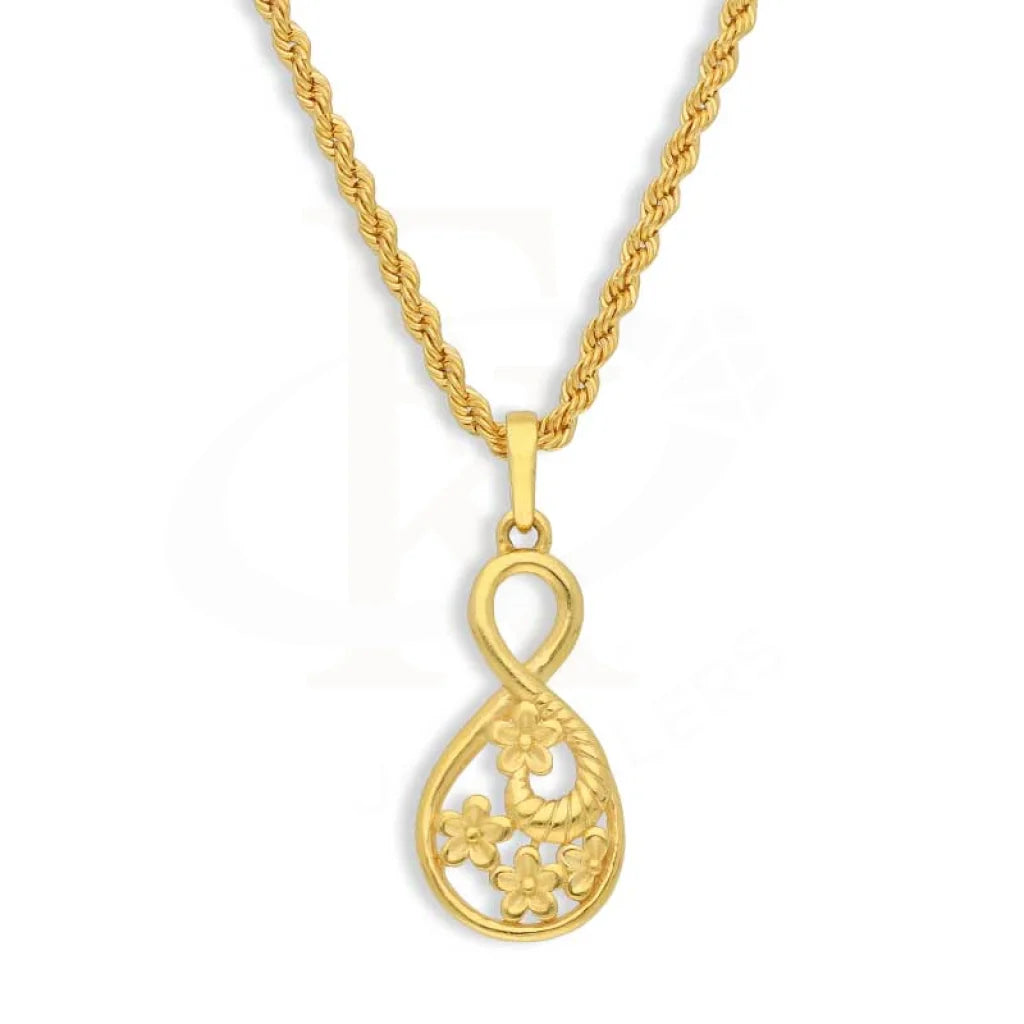 romantic pendant necklaces for women -Gold Necklace (Chain with Flowers Pendant) 22KT - FKJNKL22K2782