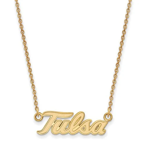 sparkling pendant necklaces for women -14k Gold Plated Silver The U of Tulsa Large Pendant Necklace