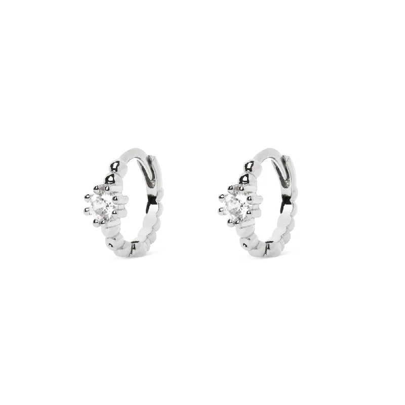 radiant earrings for women -Pebbles Spark Silver Hoop Earrings