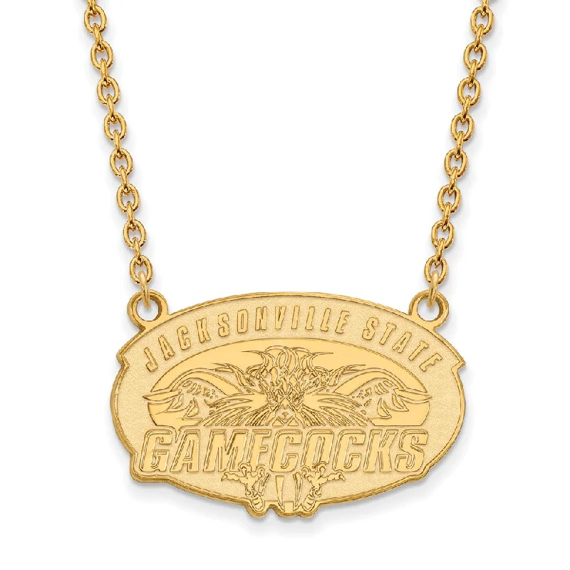 long pendant necklaces for women -10k Yellow Gold Jacksonville State Large Pendant Necklace