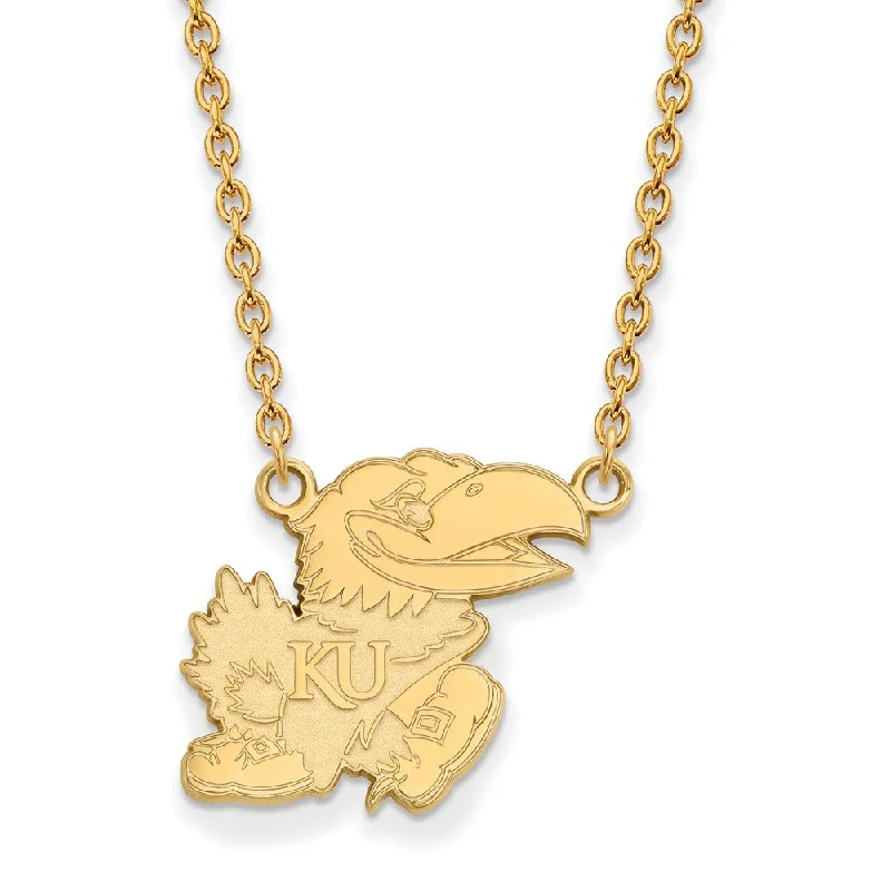 vintage necklaces for women -14k Yellow Gold U of Kansas Lg Logo Pendant Necklace