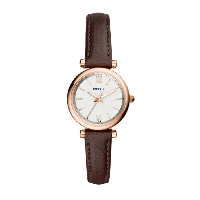 Fossil Carlie Mini Three-Hand Brown Leather Watch ES4472