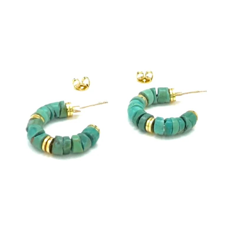 gemstone earrings for women -STONE POST HOOP