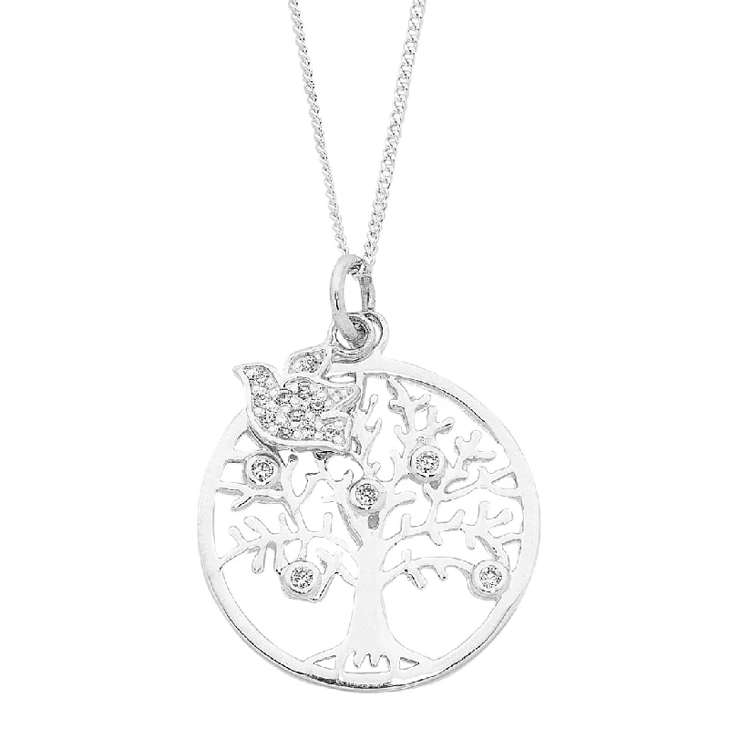 multi-strand necklaces for women -Sterling Silver Tree Of Life Curb Necklace