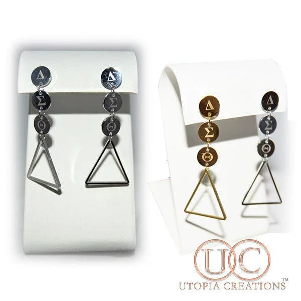 vintage pearl earrings for women -ΔΣΘ Tier Drop Earrings (Stainless Steel)