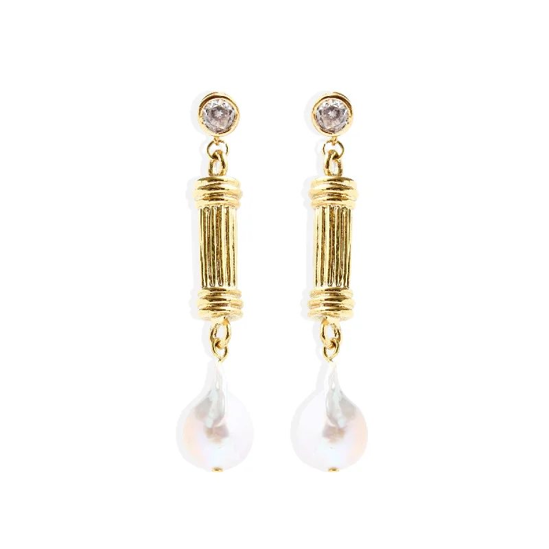 dangle earrings for women -LILA Pearl Earrings - Gold