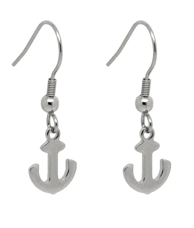 round earrings for women -Stainless Steel Anchor Hanging Earrings