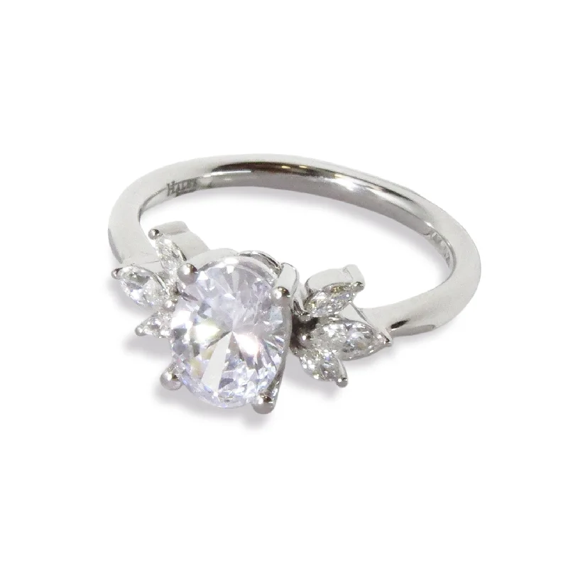 affordable engagement rings for women -Oval Diamond Semi-Mount Engagement with Side Stones