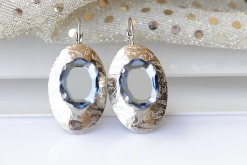 silver earrings for women -NAVY BLUE EARRINGS