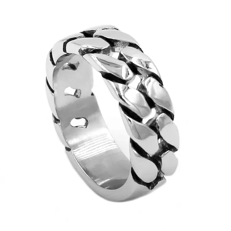 stackable engagement rings for women -Stainless Steel Chain  Wedding Band Ring