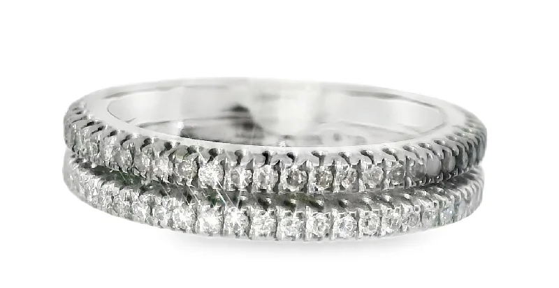 antique diamond engagement rings -Stunning Estate 18K White Gold Black Diamond Eternity Wedding Band Ring