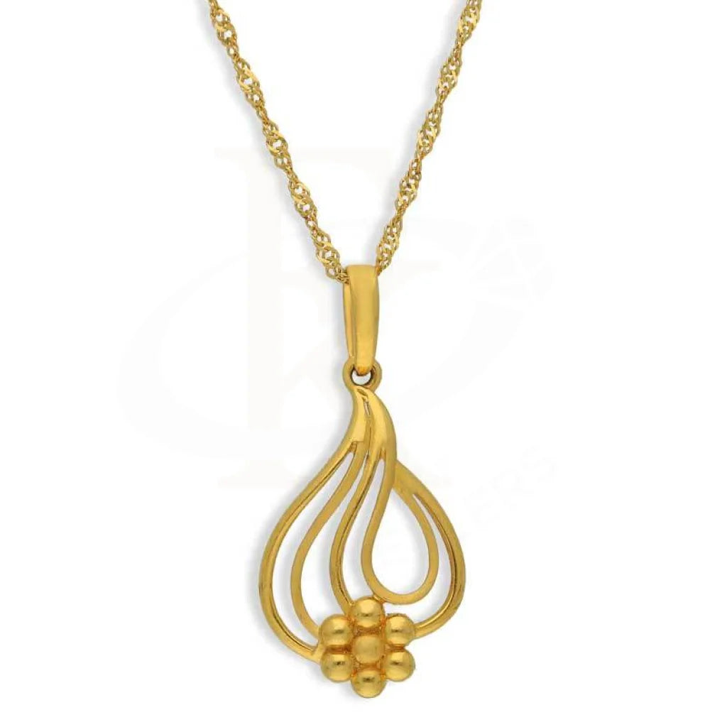 vintage-inspired necklaces for women -Gold Necklace (Chain with Flower Pendant) 22KT - FKJNKL22K2796