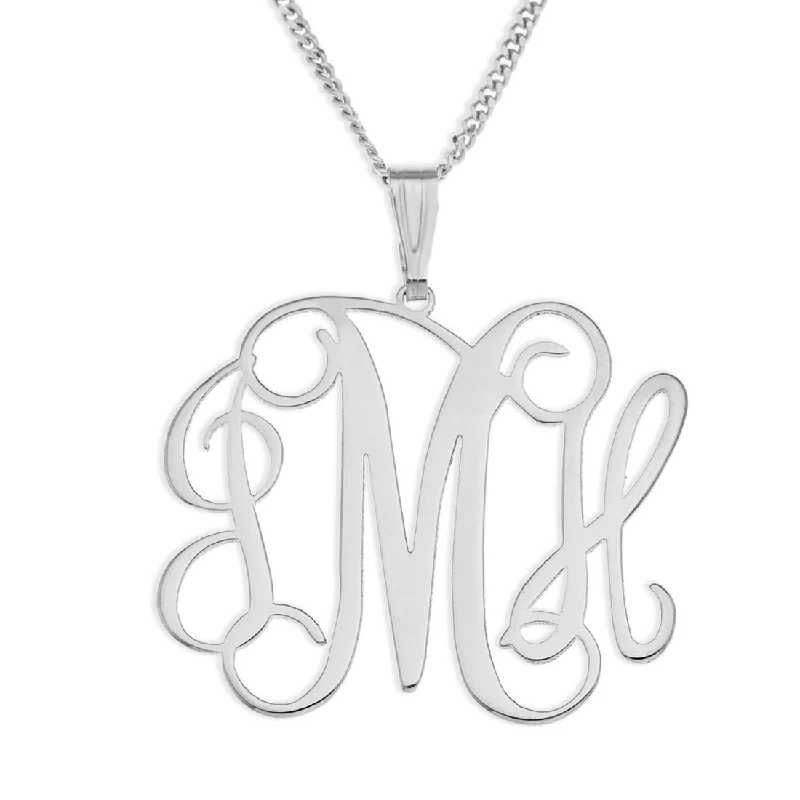 stylish and affordable necklaces for women -Personalised Sterling Silver Initials Monogram Necklace