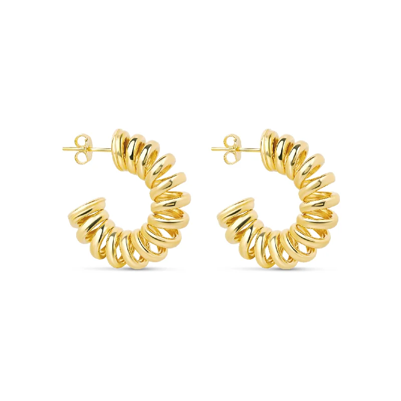 designer earrings for women -THE GOLD SPIRAL HOOPS