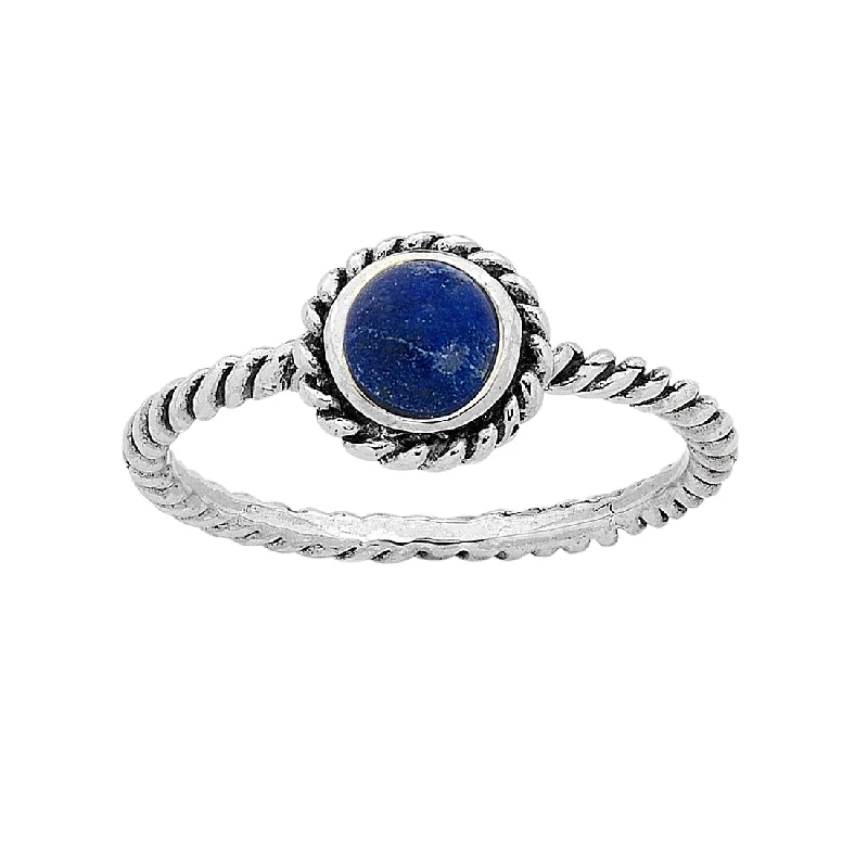 custom pendant necklaces for women -Sterling Silver Lapis Lazuli September Birthstone Ring with Twisted Band