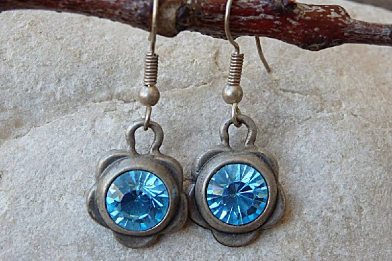 stylish silver earrings for women -Soft Blue Rhinestone Rebeka Earrings.