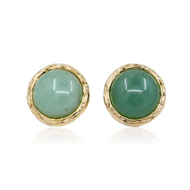 pearl drop earrings for women -CINDY Stud Earrings - Gold With Green Aventurine