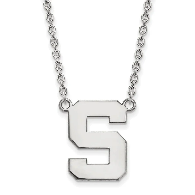 stylish necklaces for women -14k White Gold Michigan State Large Initial S Pendant Necklace