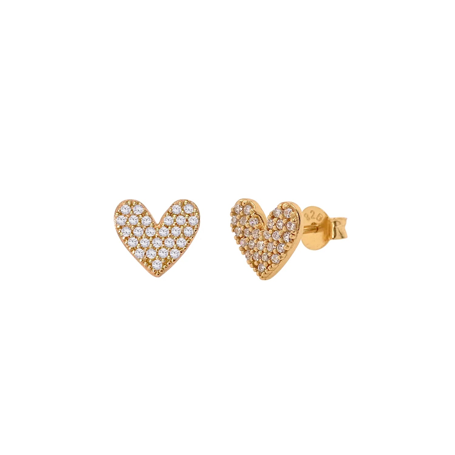 round earrings for women -Luxe Pave Heart Stud Earrings