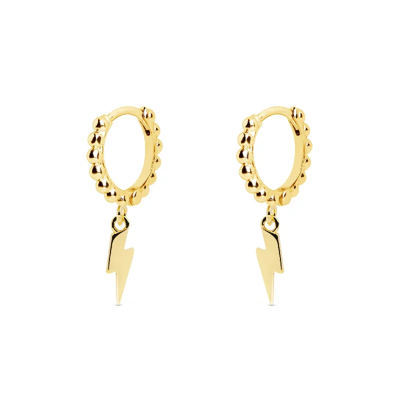 unique gold earrings for women -Pebbles Lightning Gold Hoop Earrings