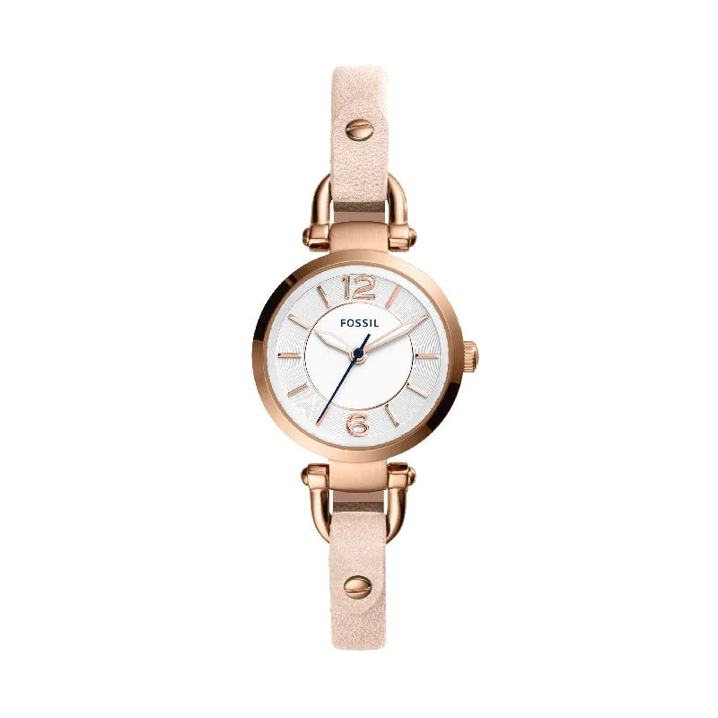 Fossil Georgia Rose Gold Watch with Beige Leather Band ES4340