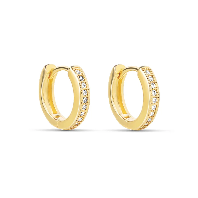 sparkly earrings for women -The Gold 14mm Melrose Huggies