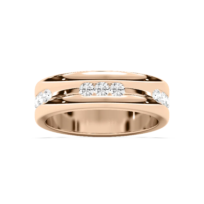 unique engagement rings for women -Alternating Three Stone Diamond Band