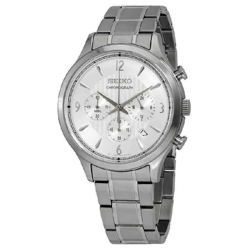 Seiko Chronograph White and Silver Men's Watch SSB337P