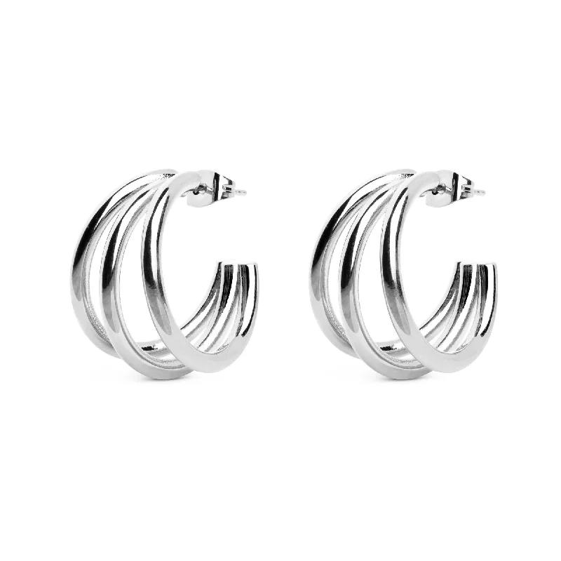 crystal earrings for women -Triple Hoop Earrings