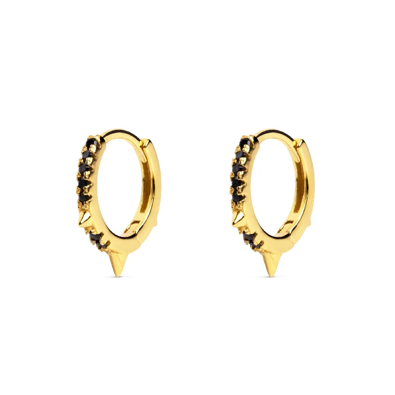 trendy stud earrings for women -Rolling Sparks Black Gold Earrings