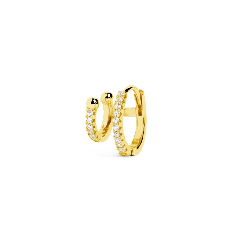 wedding earrings for women -Ear Cuff Double Sparks Gold Hoop Single Earring