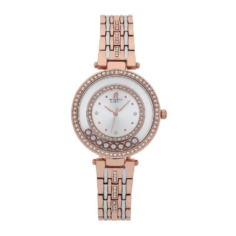 Roberto Carati Tora Crystal Case Rose Tone Watch