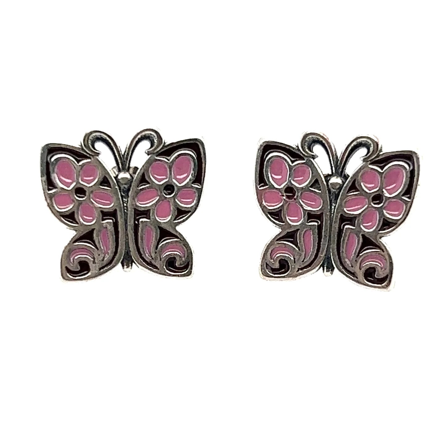 chunky earrings for women -Pink butterfly earrings